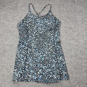 Athleta Infinity Dress Womens Small Blue Leopard Print Built-In Shorts Athletic